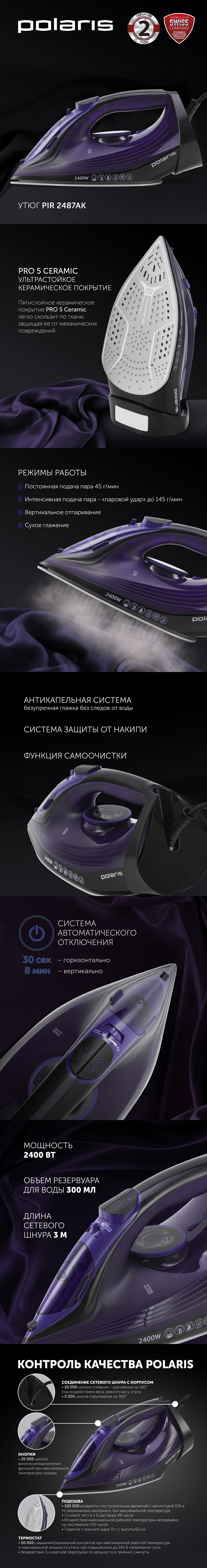 Утюг Polaris PIR 2487AK 3m - rich_content №0