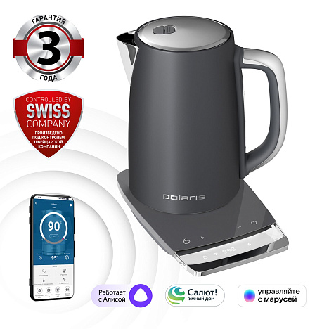 Чайник Polaris PWK 1755CAD WIFI IQ Home Grey - фото №0